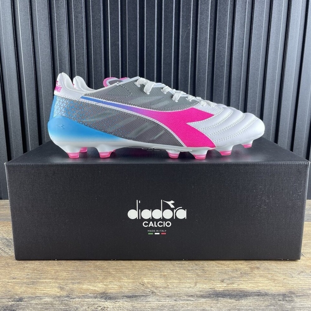 Diadora Brasil Elite Veloce GR Italy LPX Sz 7 Mens White Pink Soccer Cleats NEW